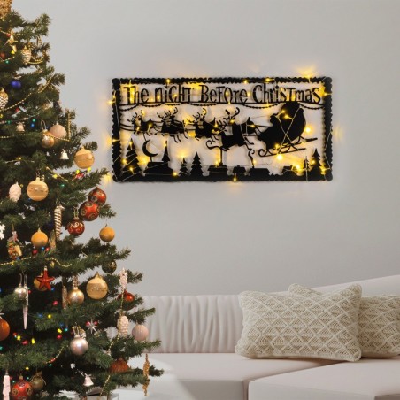 Decoración pared de metal XMASBLACK-12 negro 83x39 cm