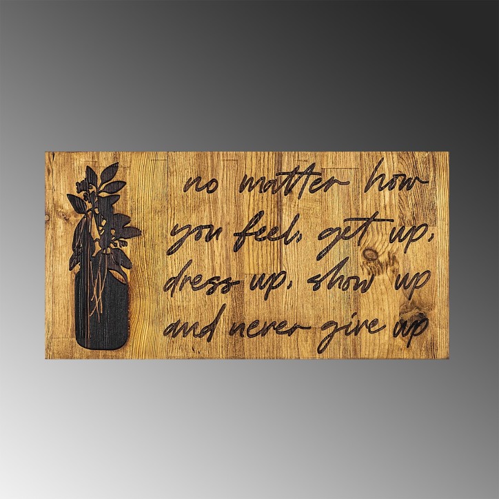 Decoración pared de madera No Matter How You Feel nogal negro 30x3x58 cm