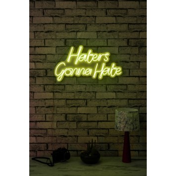 Iluminación LED decorativa de plástico Haters Gonna Hate amarillo 58x32x2 cm