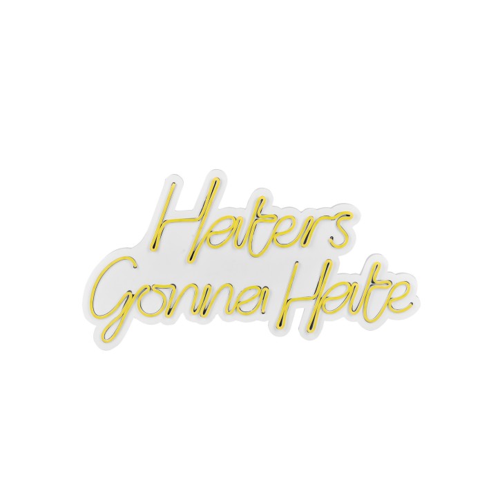 Iluminación LED decorativa de plástico Haters Gonna Hate amarillo 58x32x2 cm