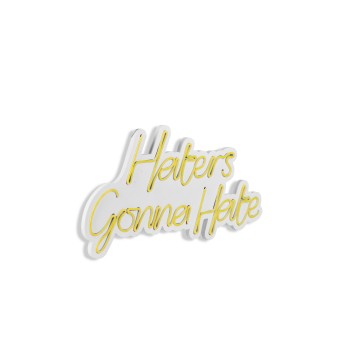 Iluminación LED decorativa de plástico Haters Gonna Hate amarillo 58x32x2 cm