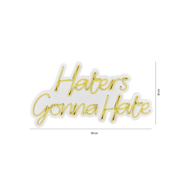 Iluminación LED decorativa de plástico Haters Gonna Hate amarillo 58x32x2 cm