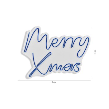 Iluminación LED decorativa de plástico Merry Christmas azul 43x33x2 cm