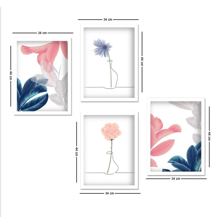 Cuadro decorativo enmarcado SET_125 multicolor 34x44 cm (4 piezas) Cuadro decorativo enmarcado SET_125 multicolor 34x44 cm (4 piezas)