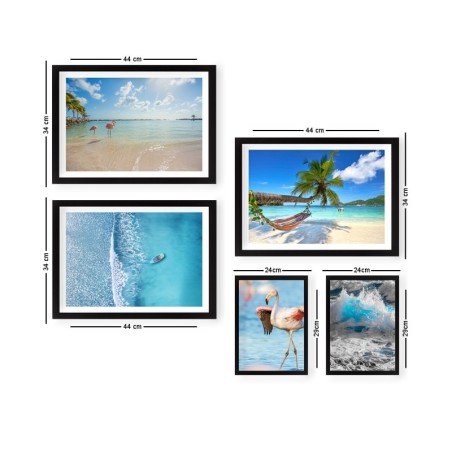 Cuadro decorativo enmarcado SET_010 multicolor 24x29 cm (2 piezas) 34x44 cm (3 piezas)