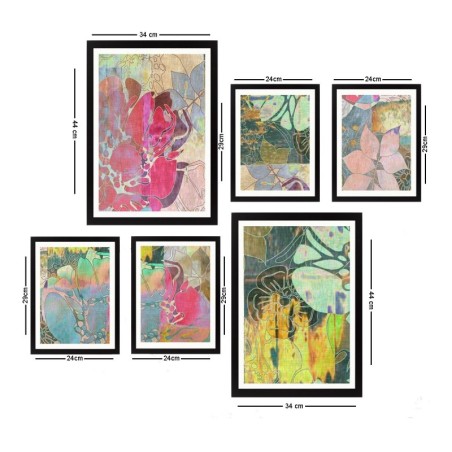 Cuadro decorativo enmarcado SET_119 multicolor 24x29 cm (4 piezas) 24x44 cm (2 piezas)