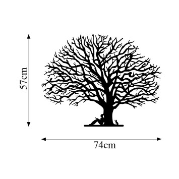 Decoración pared de metal Monumental Tree 15 negro 74x57 cm