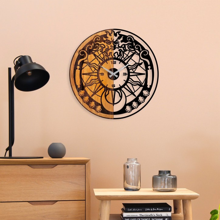 Reloj de pared madera Modelo-67 nogal negro diámetro 56 cm