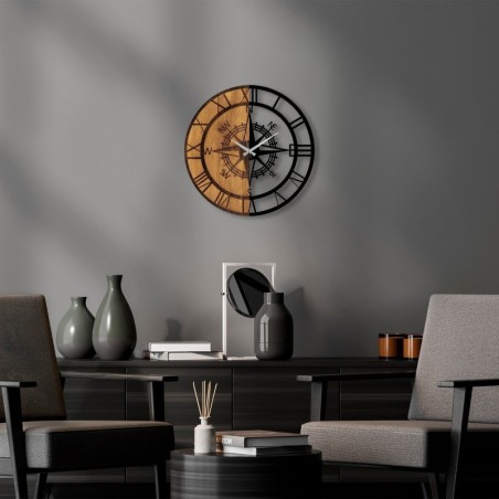 Reloj de pared madera Clock Mechanism nogal negro 56x3x56 cm