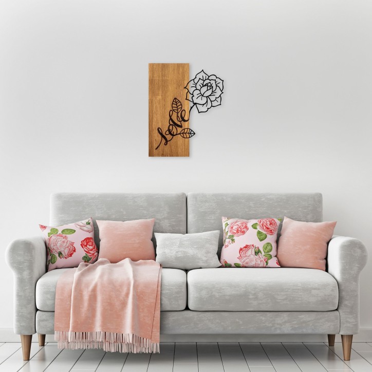 Decoración pared de madera Rose Love-370 nogal negro 47x58 cm