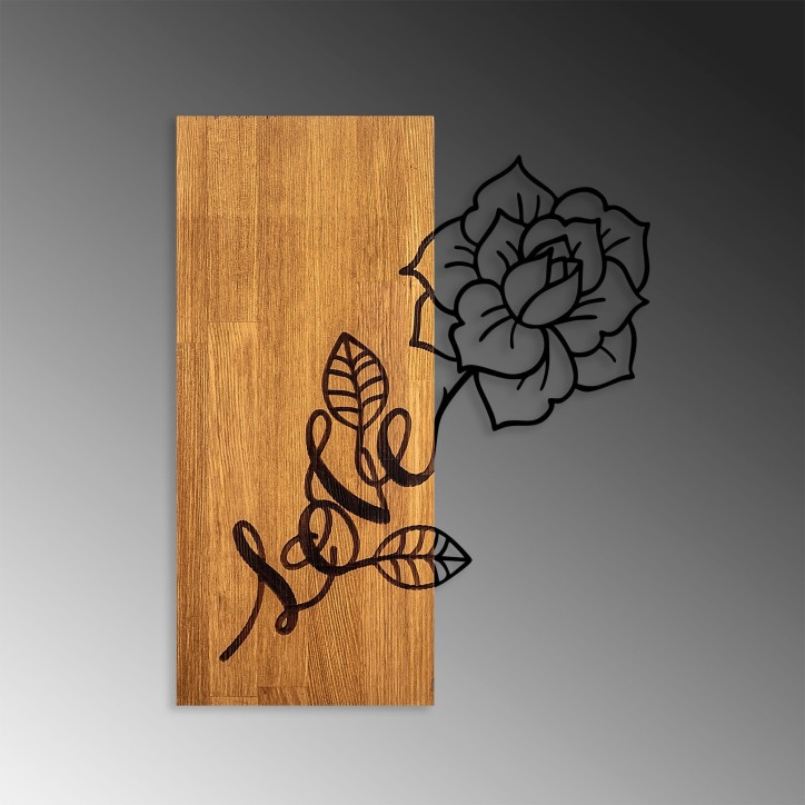 Decoración pared de madera Rose Love-370 nogal negro 47x58 cm