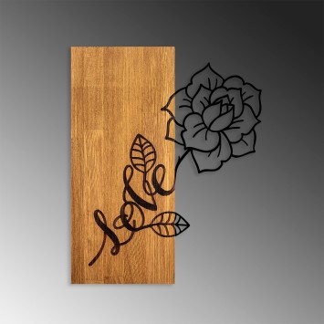 Decoración pared de madera Rose Love -370 nogal negro 47x58 cm