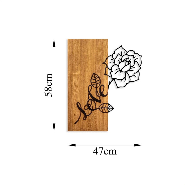 Decoración pared de madera Rose Love-370 nogal negro 47x58 cm