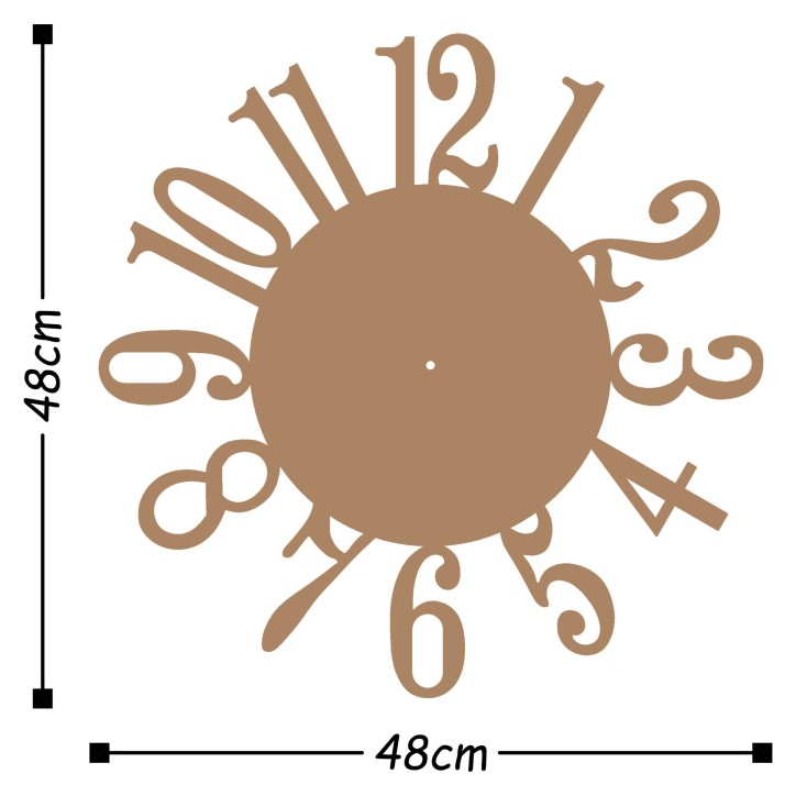 Reloj de pared metal Metal Wall Clock 14 cobre 48x48 cm