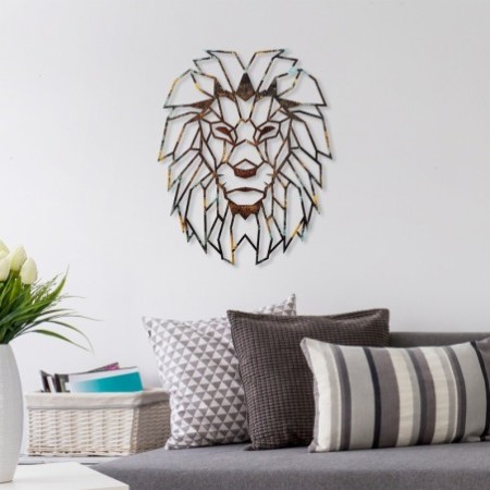 Decoración pared de metal Lion-3 multicolor 40x50 cm