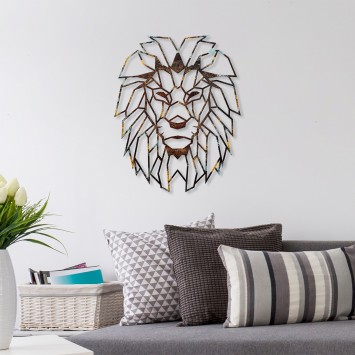 Decoración pared de metal Lion -3 multicolor 40x50 cm