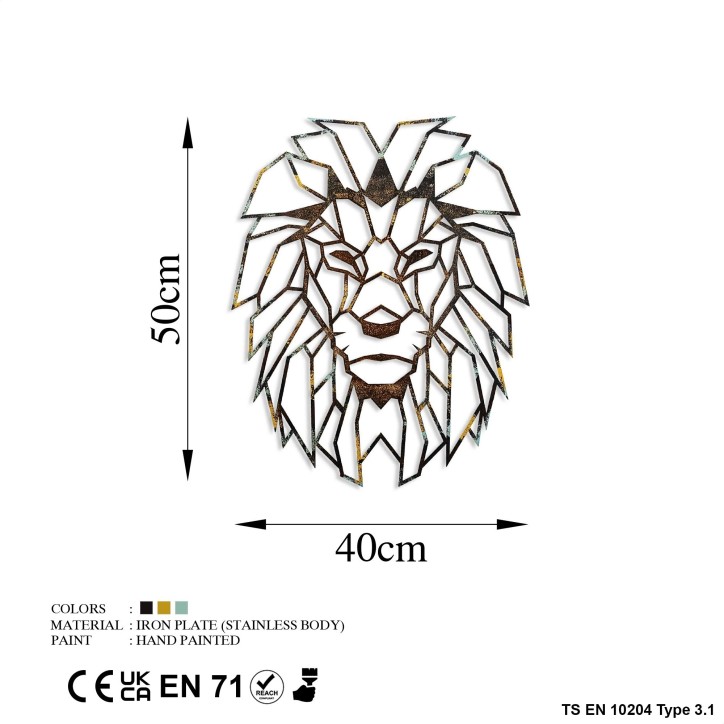 Decoración pared de metal Lion-3 multicolor 40x50 cm