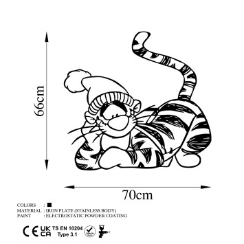 Decoración pared de metal Tigger negro 70x66 cm