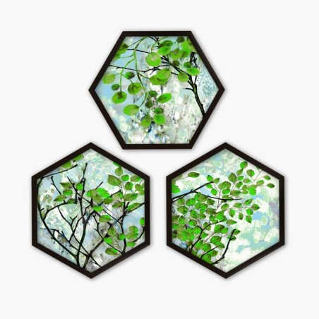 Cuadro decorativo enmarcado 6GEN1067111450 multicolor 35x35 cm (3 piezas)