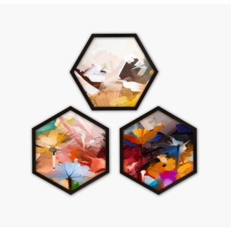 Cuadro decorativo enmarcado 6GEN142158 multicolor 35x35 cm (3 piezas)