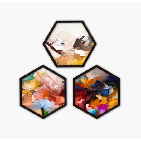 Cuadro decorativo enmarcado 6GEN142158 multicolor 35x35 cm (3 piezas)