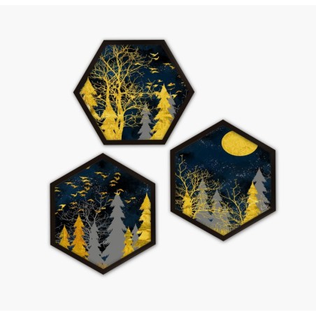 Cuadro decorativo enmarcado 6GEN1622974441 multicolor 35x35 cm (3 piezas)