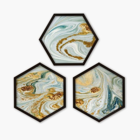 Cuadro decorativo enmarcado 6GEN665277676 multicolor 35x35 cm (3 piezas)