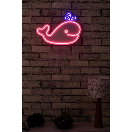 Iluminación LED decorativa de plástico Baby Whale rosado azul 40x28x2 cm