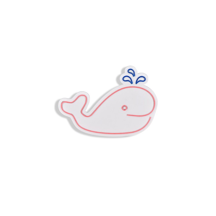 Iluminación LED decorativa de plástico Baby Whale rosado azul 40x28x2 cm