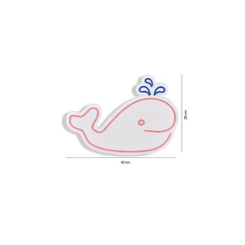 Iluminación LED decorativa de plástico Baby Whale rosado azul 40x28x2 cm