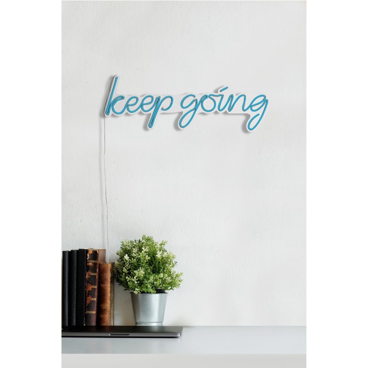 Iluminación LED decorativa de plástico Keep Going azul 53.5x18.5x2 cm