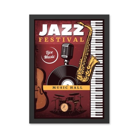 Pintura decorativa enmarcada MDF Jazz Festival (55 x 75) multicolor 55x75 cm