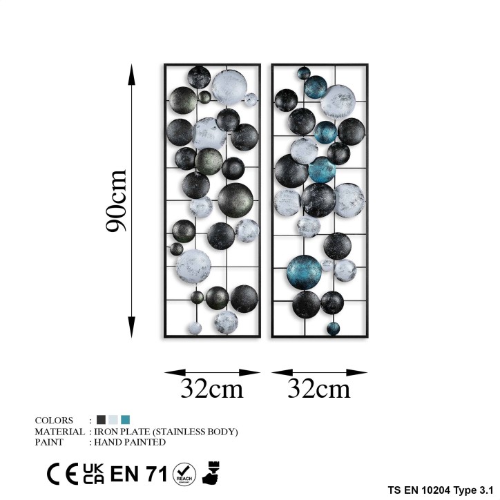 Decoración pared de metal Camber-6 multicolor 32x92x4 cm (2 piezas)