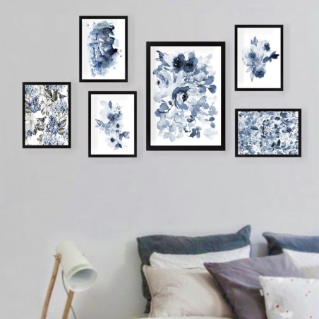 Cuadro decorativo enmarcado SET_059 multicolor 24x29 cm (5 piezas) 24x44 cm (1 pieza)