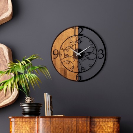 Reloj de pared madera Modelo-56 nogal negro diámetro 56 cm