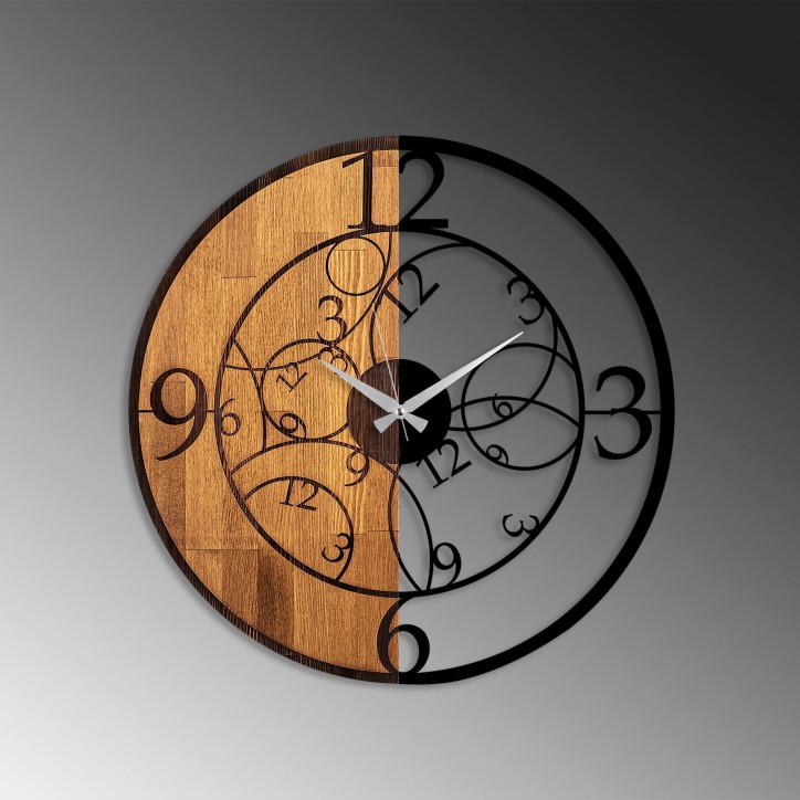 Reloj de pared madera Modelo-56 nogal negro diámetro 56 cm