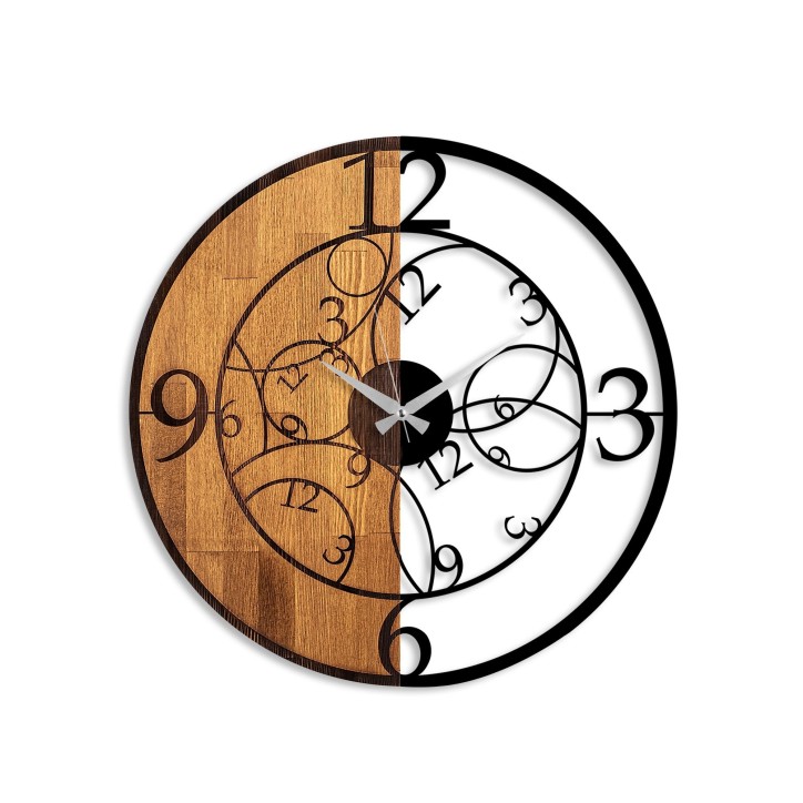 Reloj de pared madera Modelo-56 nogal negro diámetro 56 cm