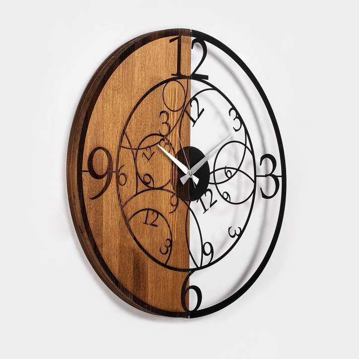 Reloj de pared madera Modelo-56 nogal negro diámetro 56 cm