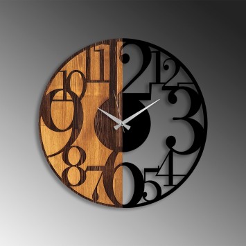 Reloj de pared madera Numbers nogal negro 56x3x56 cm