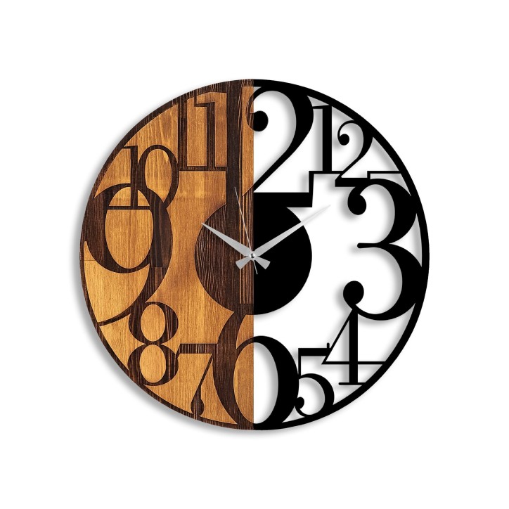 Reloj de pared madera Numbers nogal negro 56x3x56 cm