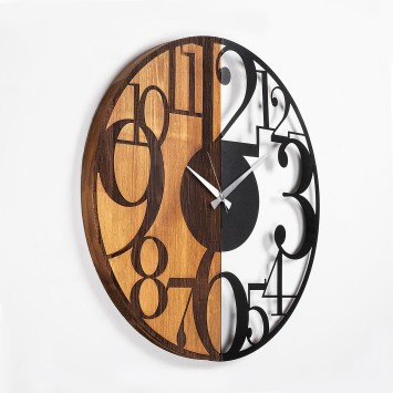 Reloj de pared madera Numbers nogal negro 56x3x56 cm