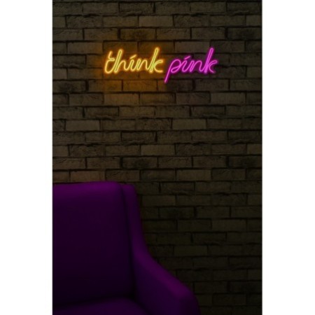 Iluminación LED decorativa de plástico Think Pink amarillo 57x19x2 cm