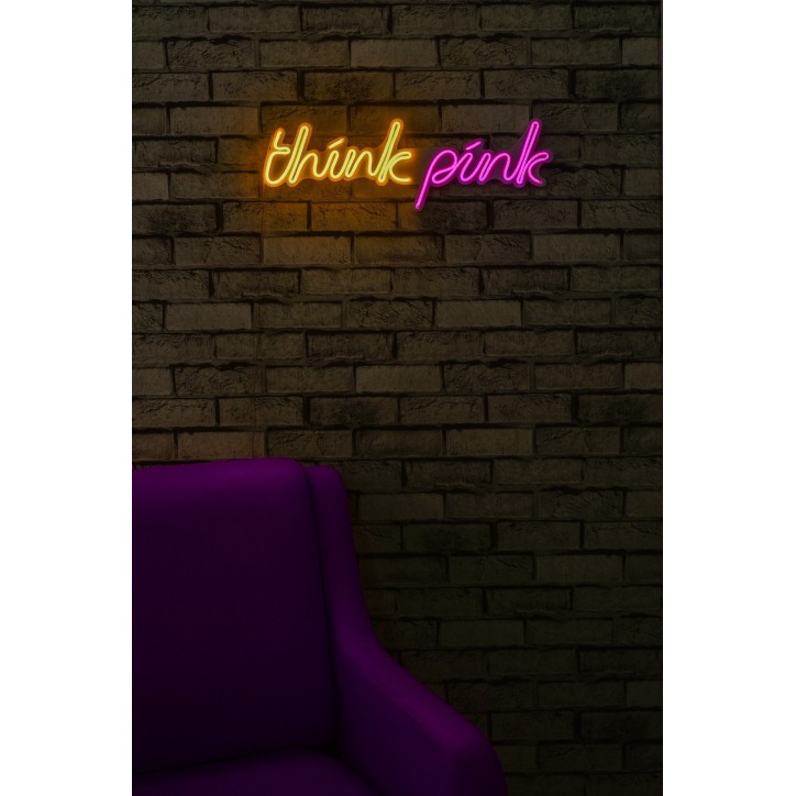 Iluminación LED decorativa de plástico Think Pink amarillo 57x19x2 cm