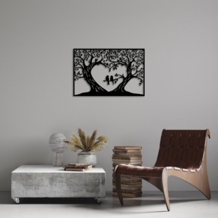 Decoración pared de metal Birds Love- 280 S negro 69x46 cm