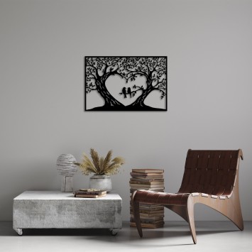 Decoración pared de metal Birds Love - 280 S negro 69x46 cm