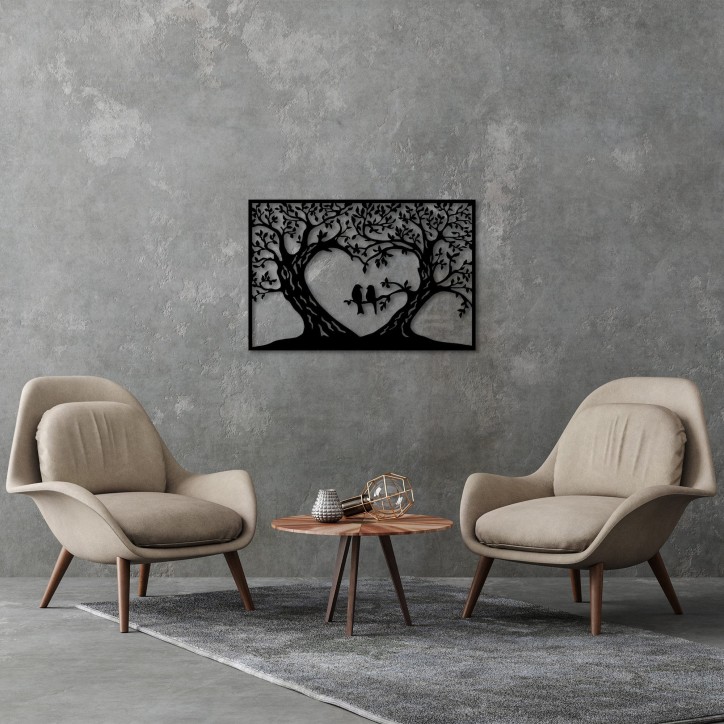 Decoración pared de metal Birds Love- 280 S negro 69x46 cm