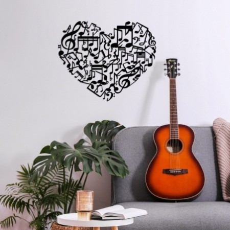 Decoración pared de metal Musical Love-507 negro 70x57 cm