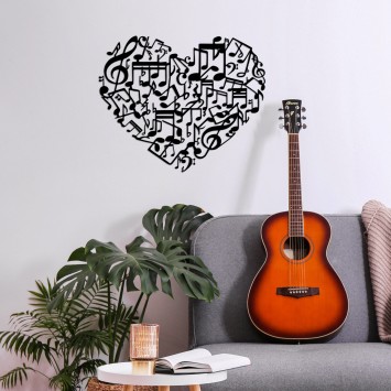 Decoración pared de metal Musical Love -507 negro 70x57 cm