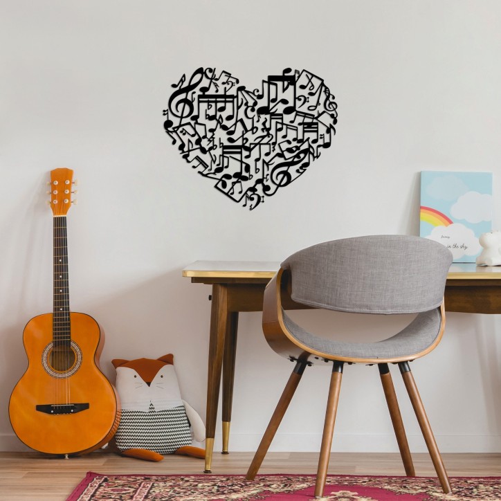 Decoración pared de metal Musical Love-507 negro 70x57 cm