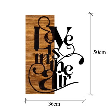 Decoración pared de madera Love Is In The Aır nogal claro negro 36x3x50 cm